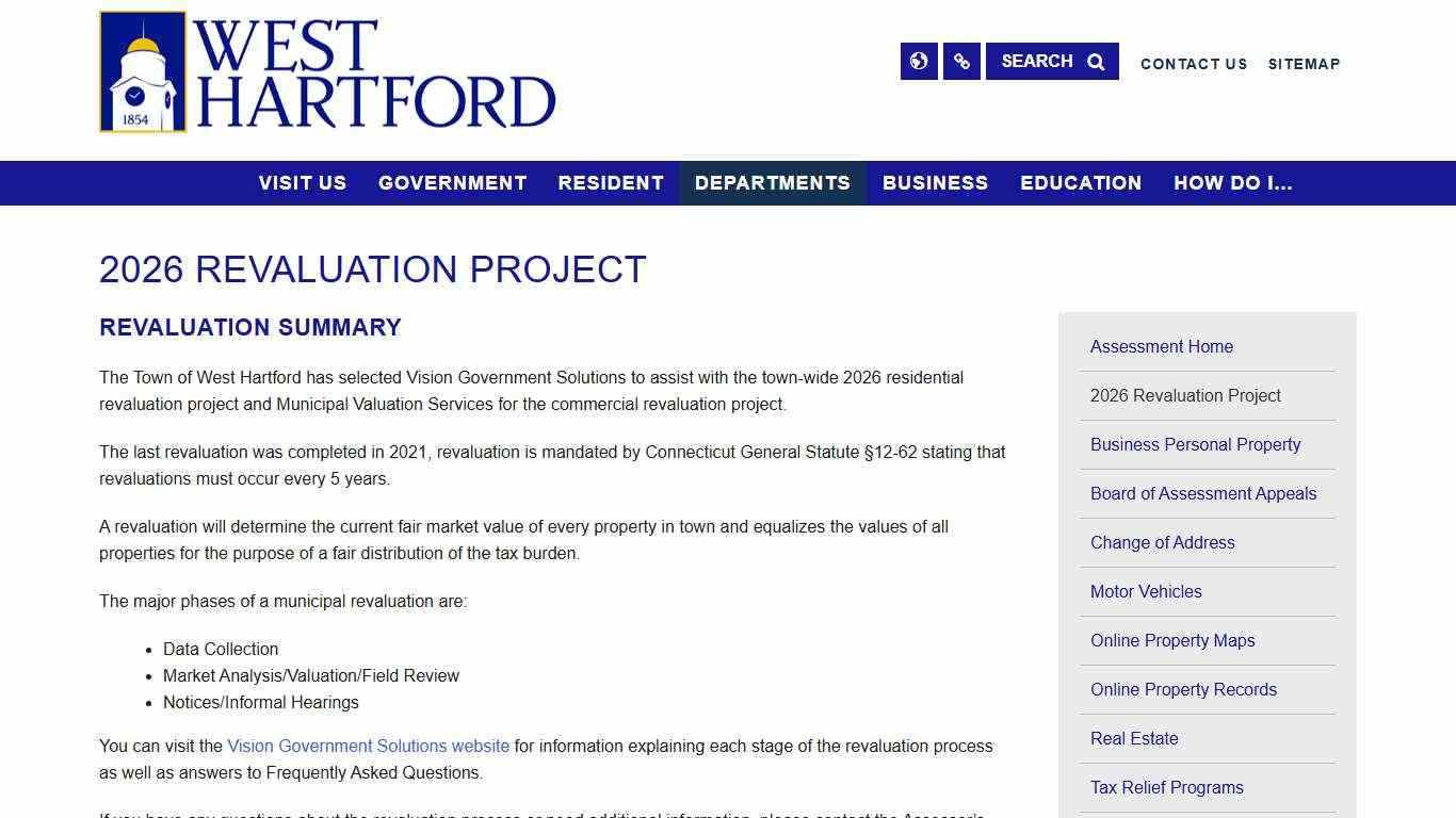2026 Revaluation Project - Town of West Hartford