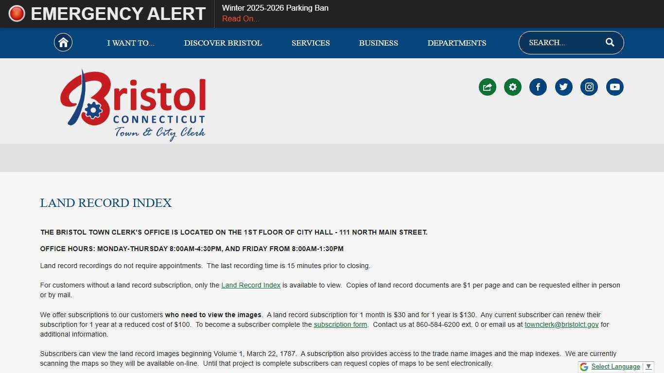 Land Record Index | Bristol, CT - Official Website