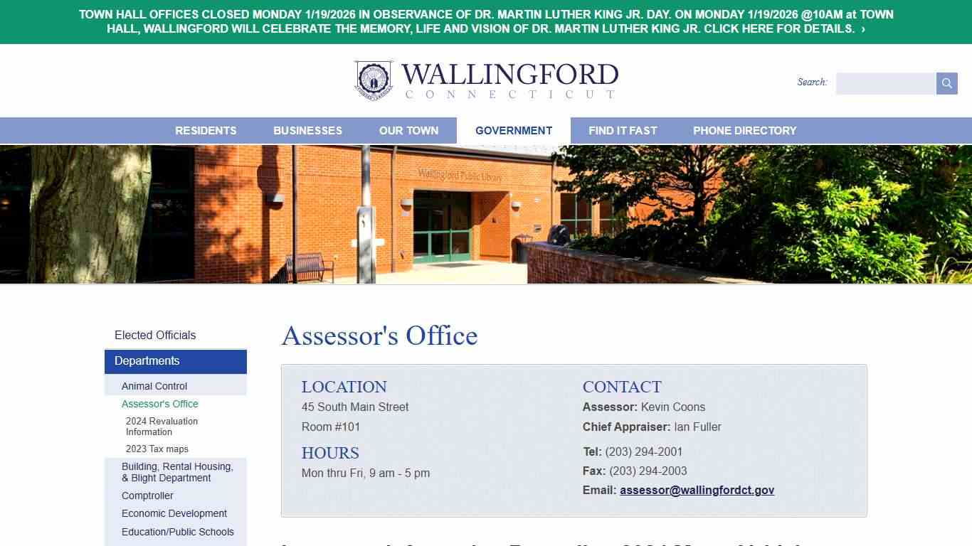 Assessor's Office | Town of Wallingford